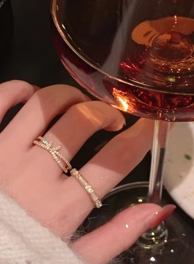 蝴蝶结珍珠食指戒百搭开口戒指