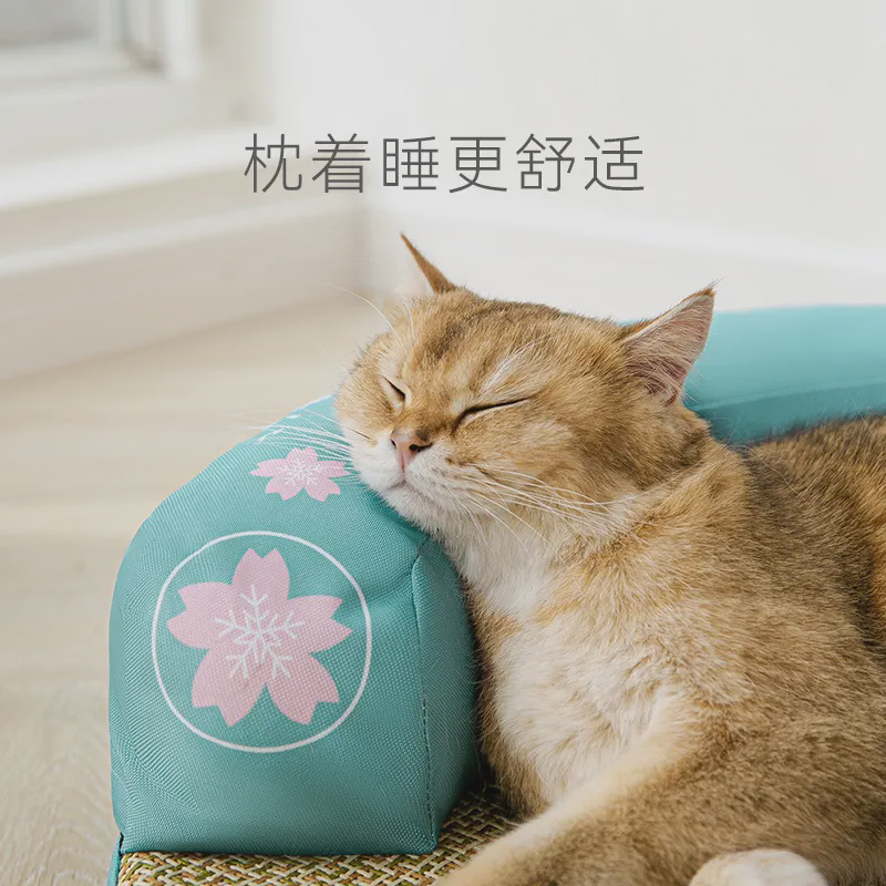 夏天睡觉用可拆洗靠枕式狗猫咪垫子春夏季凉席床宠物用品猫窝,淘宝优惠券,粉丝福利购,淘宝优惠卷