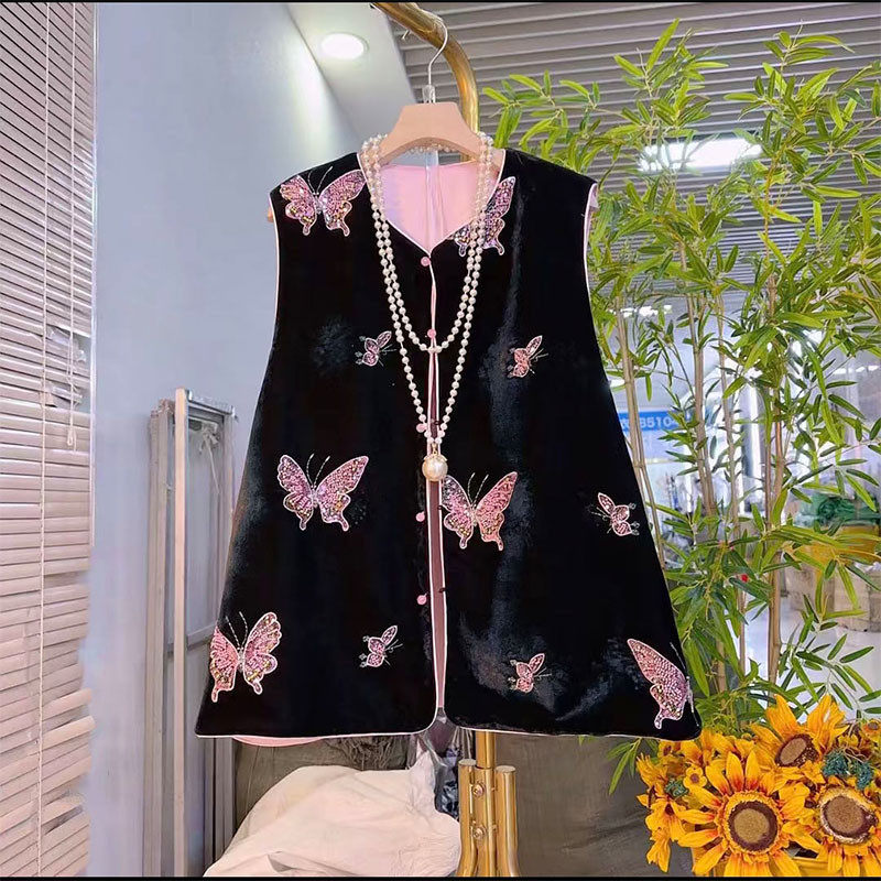 新中式国风大码2024秋款胖mm时尚韵味亮钻丝绒马甲小衫两件套,淘宝优惠券,粉丝福利购,淘宝优惠卷