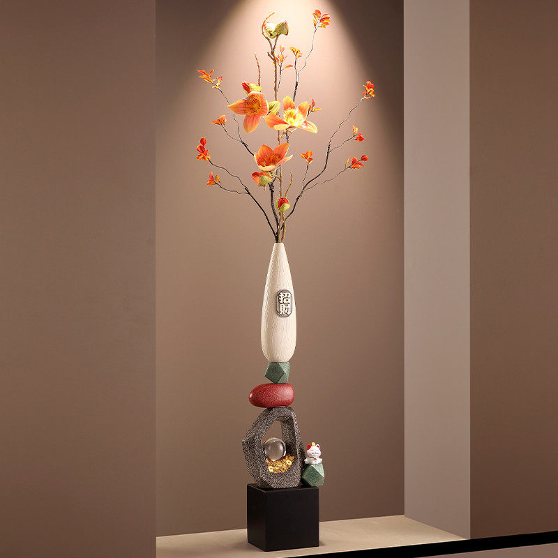 入户进门屏风摆件大号花瓶落地客厅玄关电视柜高级感插花乔迁装饰,淘宝优惠券,粉丝福利购,淘宝优惠卷