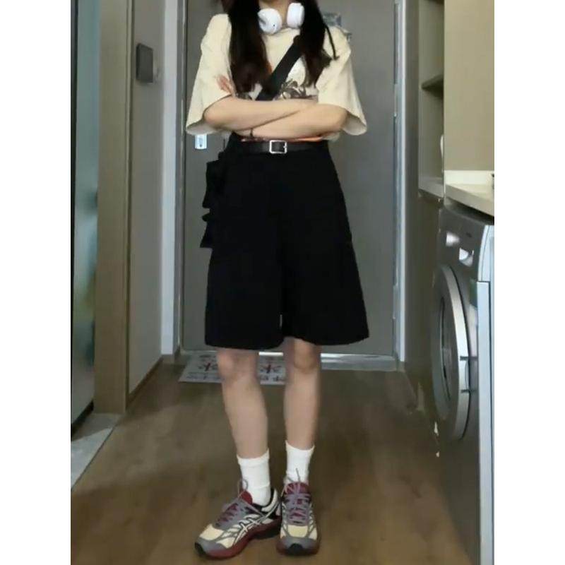 梨型身材五分中裤女夏季显瘦大码胖妹妹休闲宽松黑色,淘宝优惠券,粉丝福利购,淘宝优惠卷