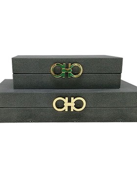 首饰盒软装创意家居摆件新中式珠宝首饰收纳盒木质pu皮礼品包装盒