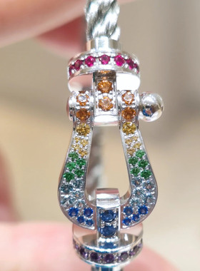 Fred弗雷德V金玫瑰金Force10斐登马蹄扣镶彩钻戒指男女款情侣手绳