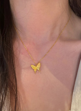 999纯银蝴蝶项链女款轻奢小众新中式锁骨链2025新款爆款生日礼物