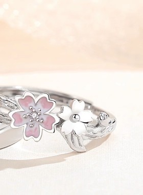 情侣戒指纯银一对款对戒小众设计开口时尚七夕情人节礼物送男女友