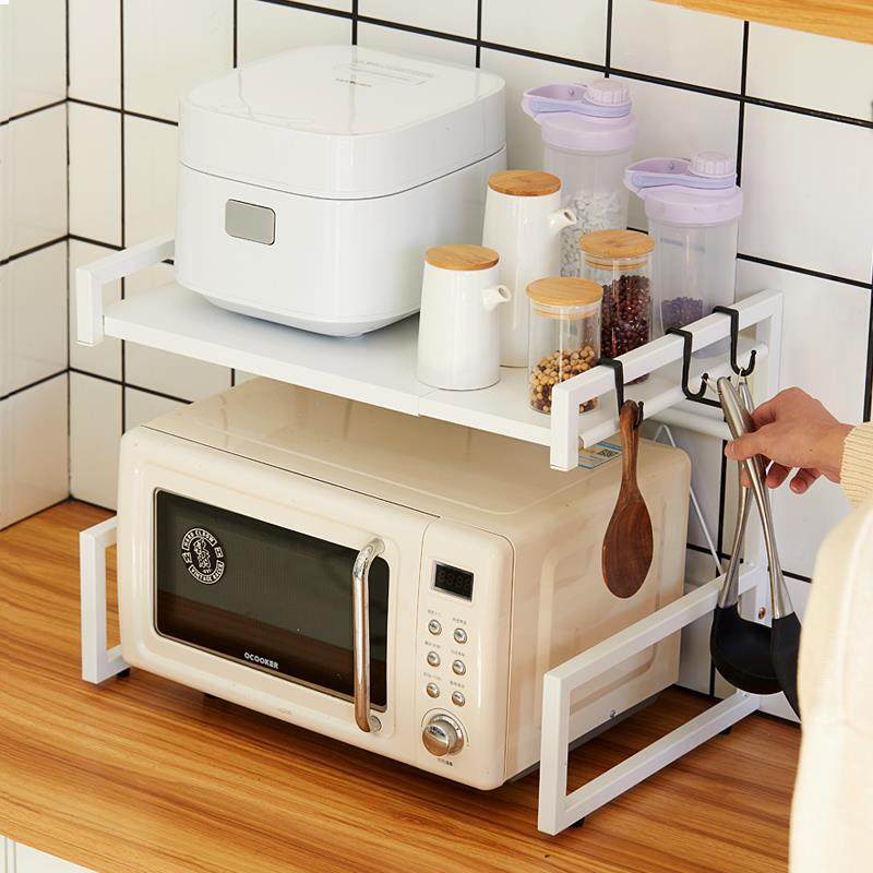 可伸缩厨房置物架桌面双层电饭锅支架家用台面烤箱收纳微波炉架子,淘宝优惠券,粉丝福利购,淘宝优惠卷
