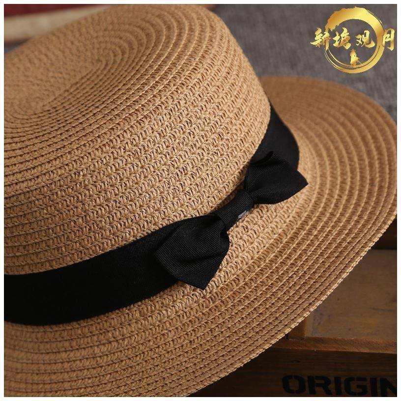 时尚巴拿檐平礼帽男遮阳帽子马草帽顶平夏天出游太阳帽女士百搭潮,淘宝优惠券,粉丝福利购,淘宝优惠卷