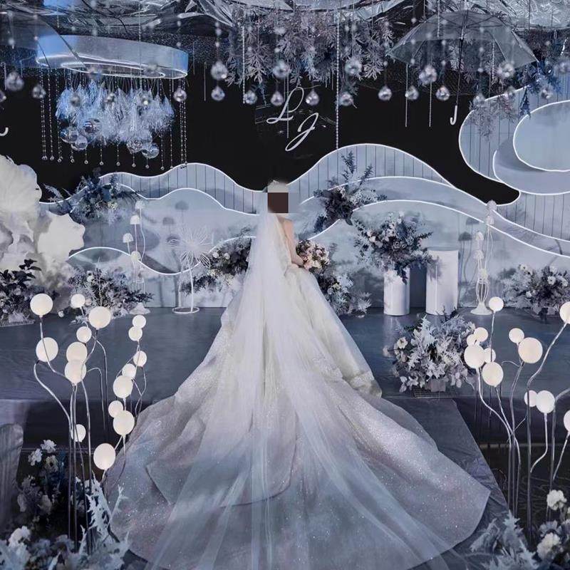 婚庆道具多头龙珠路引可弯曲奶白圆球铁艺路引灯婚礼舞台装饰摆件,淘宝优惠券,粉丝福利购,淘宝优惠卷