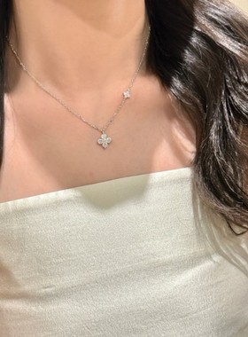 999纯银四叶草项链女款轻奢小众高级2025新款爆款毛衣链生日礼物