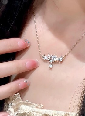 微笑蝴蝶项链女纯银999轻奢小众高级感水滴吊坠送女友情人节礼物