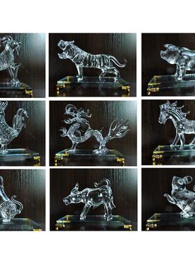 包邮水晶十二生肖家居摆件鼠牛虎兔龙蛇马羊猴鸡狗猪汽车装饰礼品