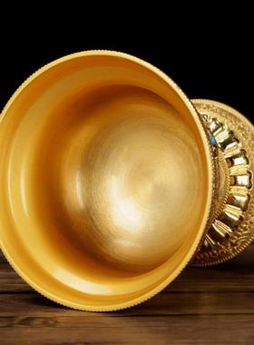 供奉用品供水杯供佛杯密宗八吉祥铜鎏金钻石手工圣水杯斋碗厂家