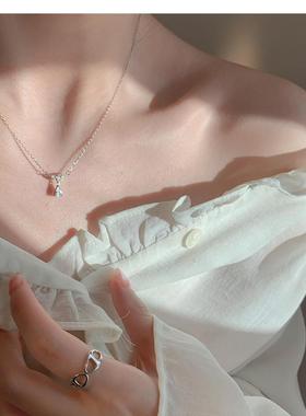 水滴999纯银项链女生轻奢小众水晶锁骨链高级颈链2025年新款爆款