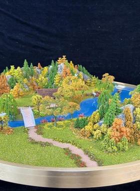 精品高定酒店餐桌餐饮圆桌会议桌中心摆件摆饰装饰景观沙盘