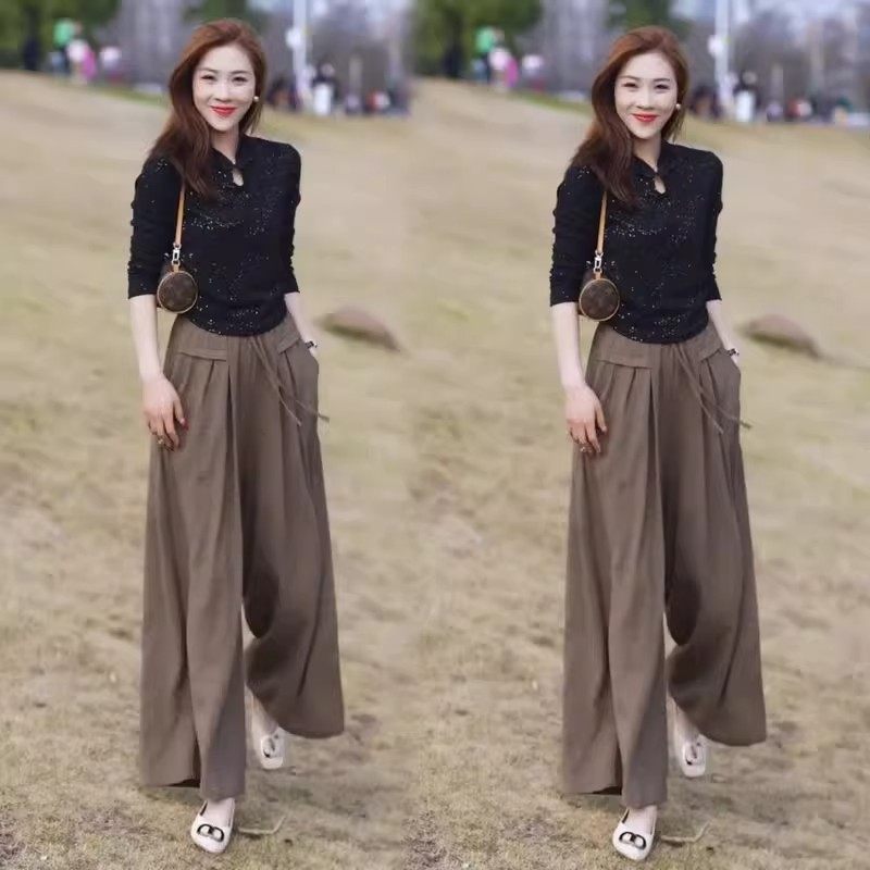 女士冰丝裙裤夏季阔腿裤长裤垂感中老妈妈薄款大码显瘦女,淘宝优惠券,粉丝福利购,淘宝优惠卷