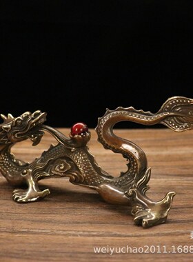 厂家批发纯铜龙摆件青龙回头龙生肖戏珠龙五爪装饰品客厅桌面金龙
