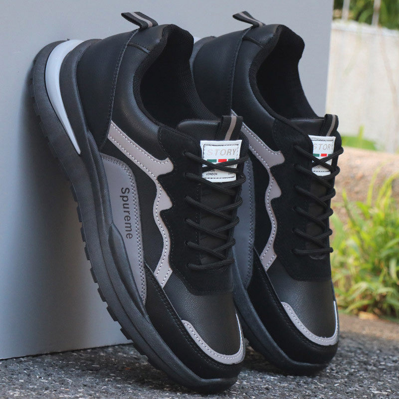 男春季新款皮面防水运动鞋潮流百搭休闲老爹鞋软底防滑跑步鞋,淘宝优惠券,粉丝福利购,淘宝优惠卷