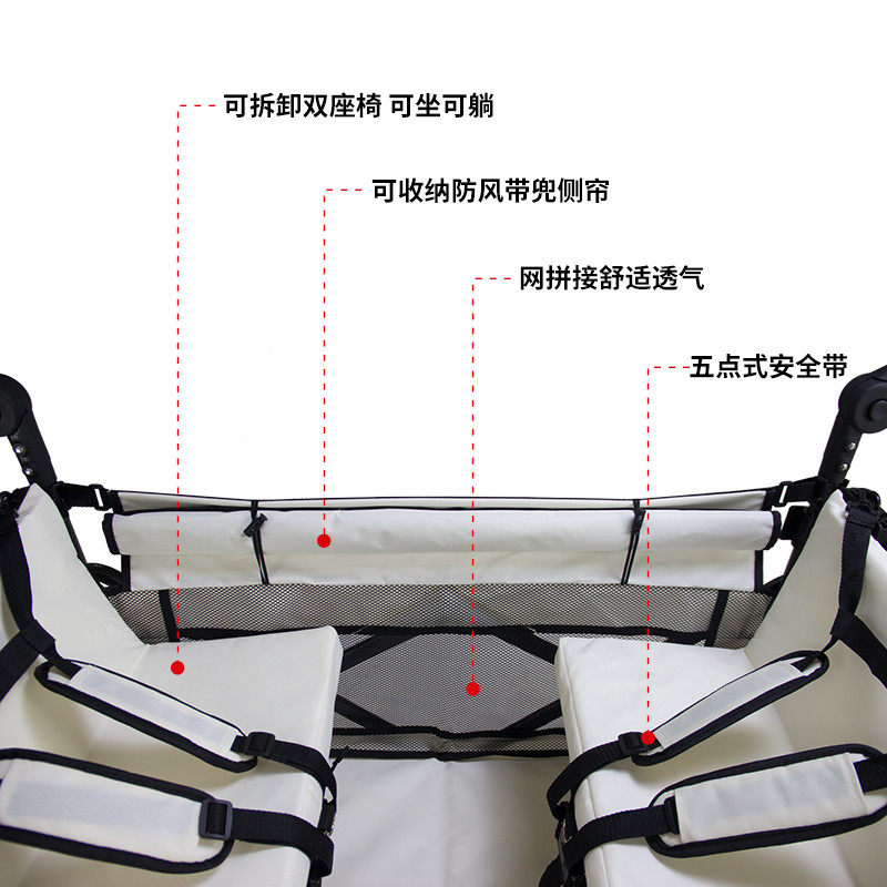 加长露营推车双推把大容量宝可坐可躺双胞胎二胎神器双人野营地车,淘宝优惠券,粉丝福利购,淘宝优惠卷
