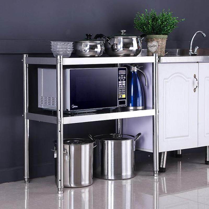 不锈钢厨房置物架收纳架台面微波炉烤箱橱柜双层落地两层锅架家用,淘宝优惠券,粉丝福利购,淘宝优惠卷