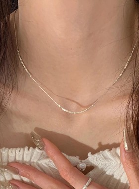 999纯银碎银子项链女2025年新款轻奢小众高级感锁骨链情人节礼物