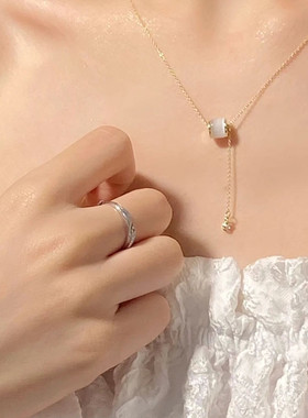 流苏小蛮腰项链女纯银999轻奢小众秋冬毛衣链圣诞送闺蜜生日礼物