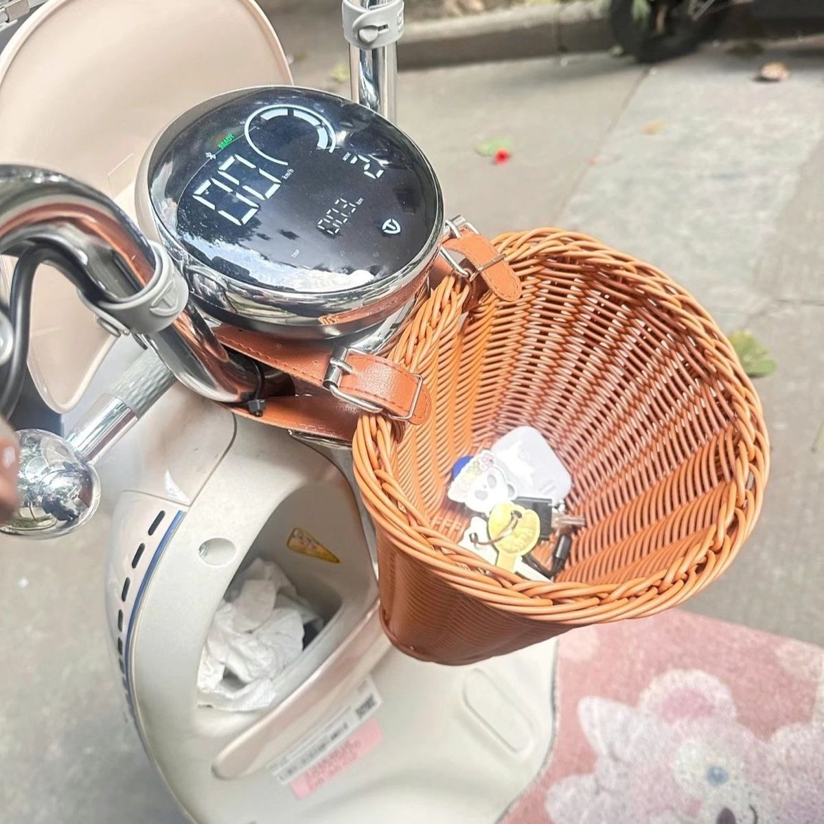 车筐藤编柳编车篓自行车篮子折叠车筐防水电动车少儿车挂钩车篮 - 图3