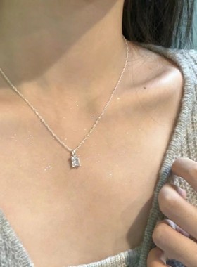 S999纯银冰糖方块项链女轻奢小众高级感2025新款爆款锁骨链送女友
