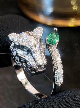 开口戒指2023新款高级微镶女锆石小众设计冷淡风戒款霸气爆食指感