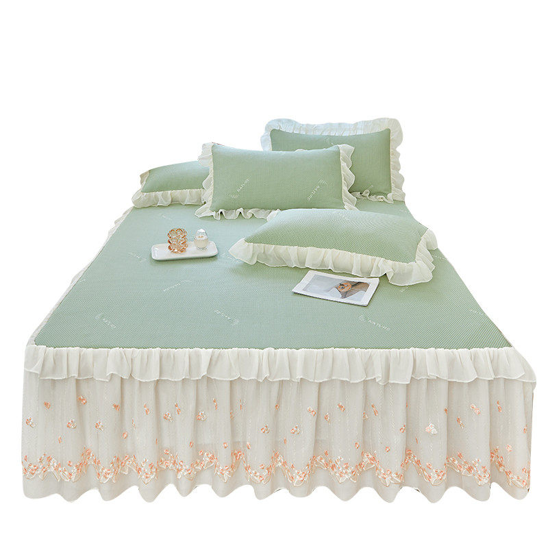 公主风冰丝豆豆凉席床裙款2025新款夏天空调软席床罩三件套可机洗,淘宝优惠券,粉丝福利购,淘宝优惠卷