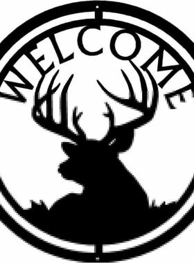 铁艺铁制工艺品金属制动物欢迎艺术12 英寸宽标志挂件ebay爆款