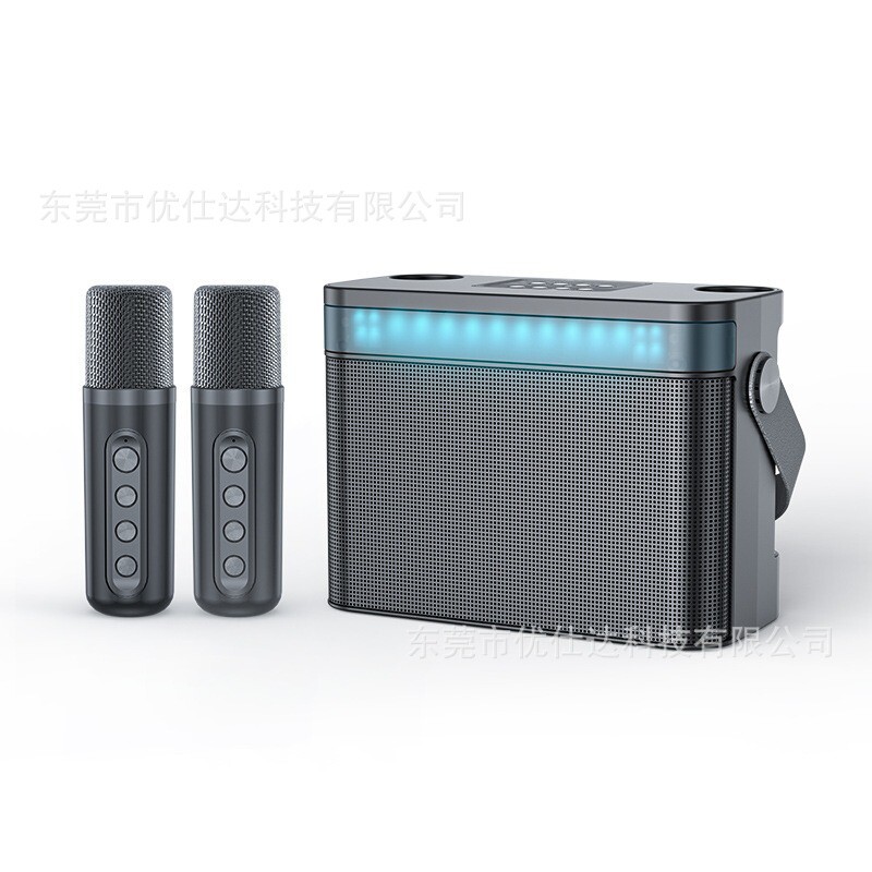 优品YS224卡拉OK套装歌声卡音响无线双麦克风音箱一体机 - 图1