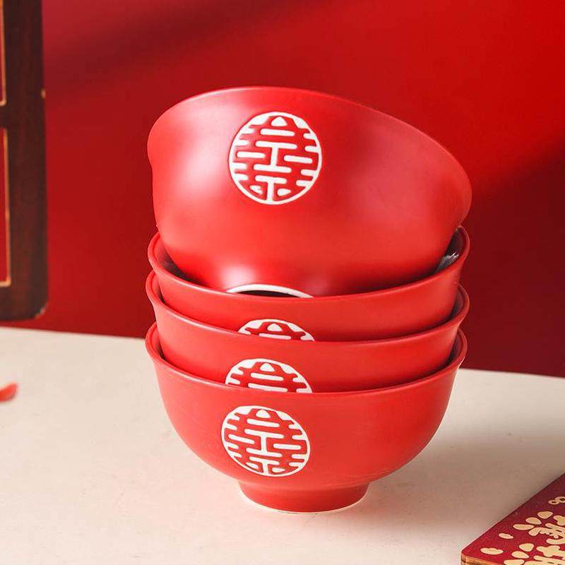 人高档喜碗礼品中式结婚勺新结婚哑光礼盒碗筷宫廷风红色高脚碗装,淘宝优惠券,粉丝福利购,淘宝优惠卷