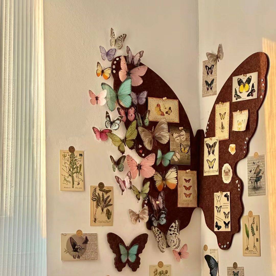 ins蝴蝶毛毡板照片墙宿舍收纳卧室客厅玄关布置墙面装饰背景墙贴,淘宝优惠券,粉丝福利购,淘宝优惠卷