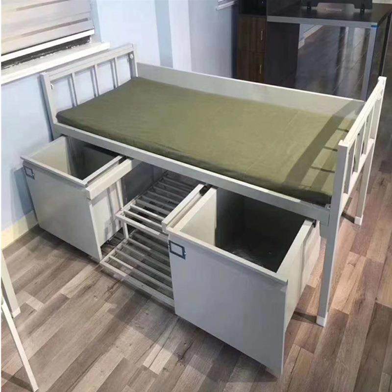 钢制单层床单人床铁艺床宿舍铁架床简约现代加厚钢床带储物柜,淘宝优惠券,粉丝福利购,淘宝优惠卷