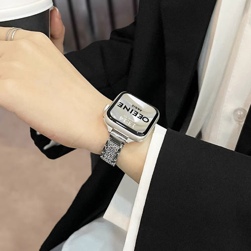 苹果手表表带s10轻奢感金属细边款满天星镶钻表链适用iwatch9/8/7 - 图3
