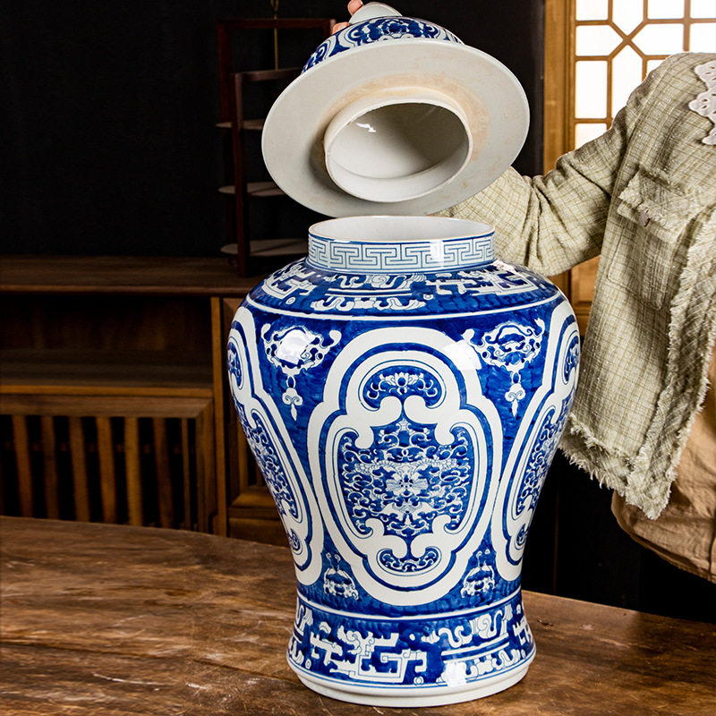 帛画“如意蝠纹”落地大将军罐陶瓷花瓶 新中式玄关陶瓷装饰饰品,淘宝优惠券,粉丝福利购,淘宝优惠卷