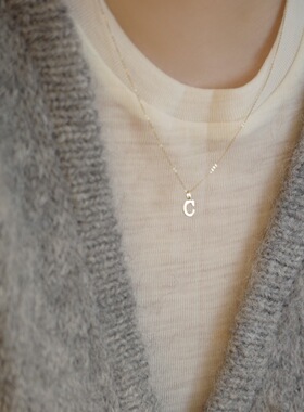 你的名字925纯银镀14K金迷你素面可爱小挂坠手链锁骨链2026新爆款