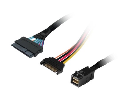 微辰 HighPoint SFF-8643至SFF-8639 NVMe HD-Mini-SAS设备(U.2)电缆 1米 - 图0