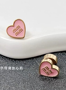 网红爆款m字母爱心滴油耳钉女轻奢气质高级感耳环耳饰925银针简约