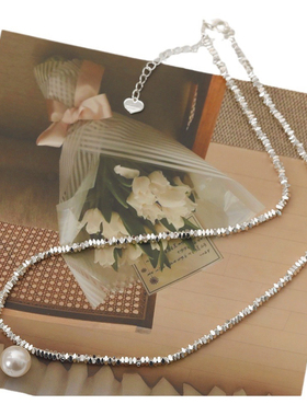 日韩玻璃珠碎银几两项链高级感配饰简约复古毛衣链春夏颈链