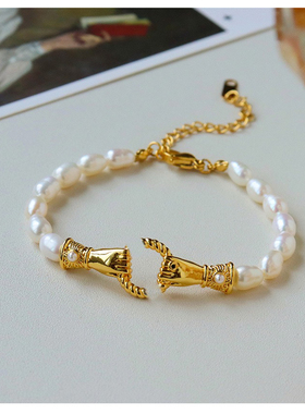 玫瑰的故事刘亦菲同款手拉手淡水珍珠项链女百搭高级感气质锁骨链