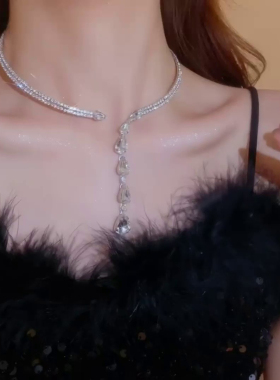 锆石水滴choker项链轻奢小众高级感项圈秋冬礼服百搭气质饰品
