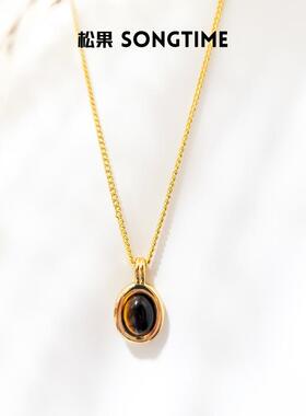 秋冬美拉德叠戴项链虎眼石简约