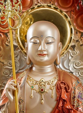 快速发货台湾纯铜谛听地藏王菩萨坐像家用供奉九S华山地藏菩萨佛