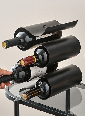 快速发货红d酒架摆件轻奢高档简约现代客厅玄关摆设餐厅多瓶酒瓶