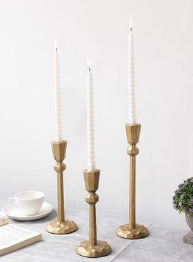 法式简约厚重铸铁金色烛台摆件家居客厅餐厅餐桌氛围感气氛装饰品