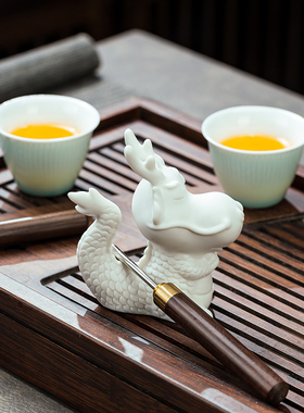 精品白瓷生肖龙摆件可p爱中国龙办公室茶室客厅玄关桌面家居装饰