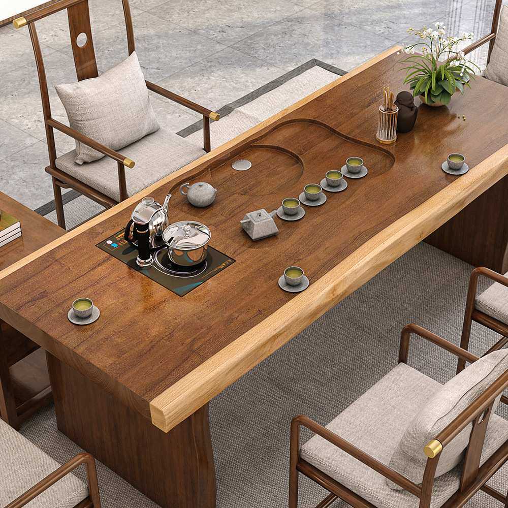 新中式实木大板茶桌办公室禅意功夫茶台家用休闲泡茶桌椅组合,淘宝优惠券,粉丝福利购,淘宝优惠卷