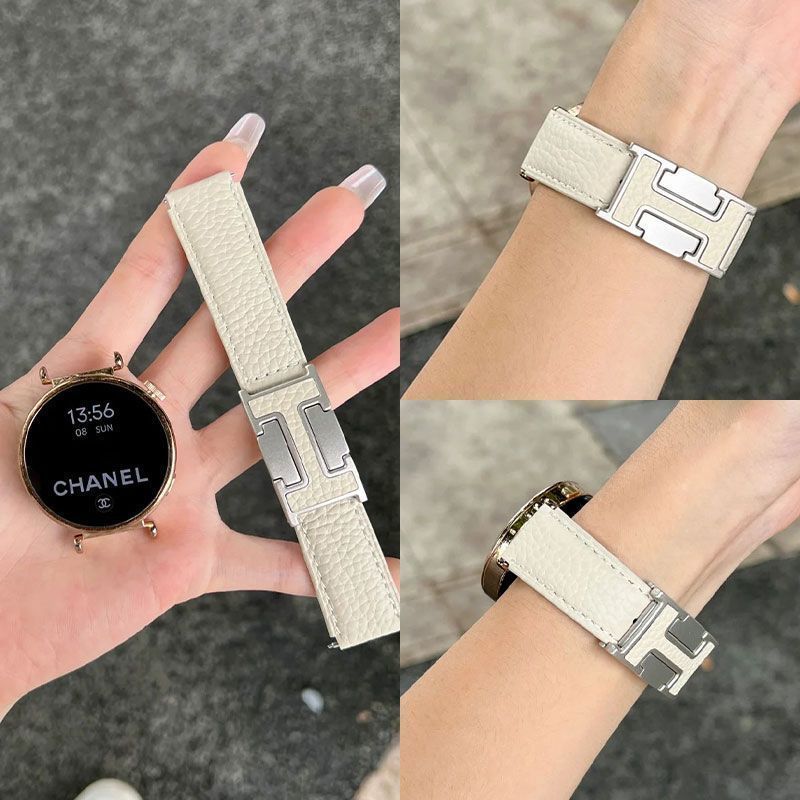 适用华为watch5/4/3pro荔枝纹真皮H扣表带GT6/GT5/GT4表带GT3/GT2 - 图0