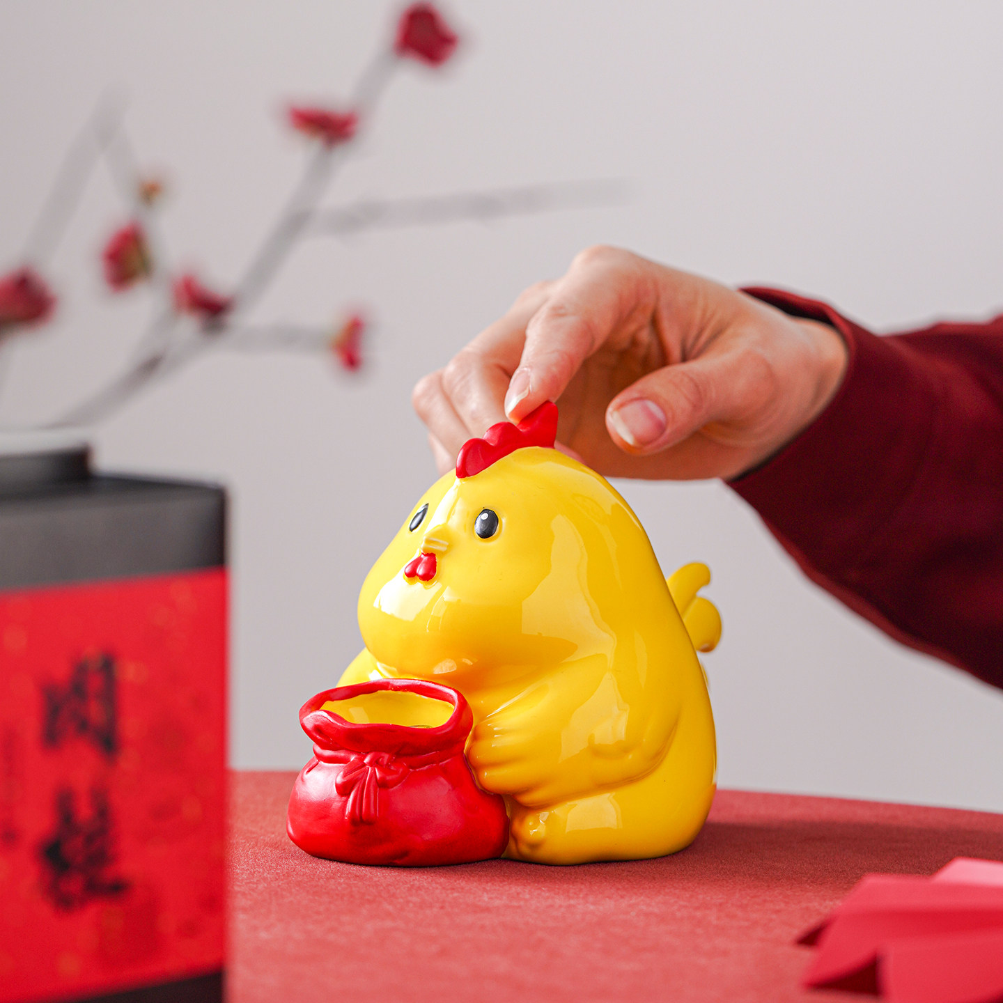 可爱卡通提款鸡桌面摆件黄色陶瓷动物造型装饰摆件陶瓷摆件,淘宝优惠券,粉丝福利购,淘宝优惠卷